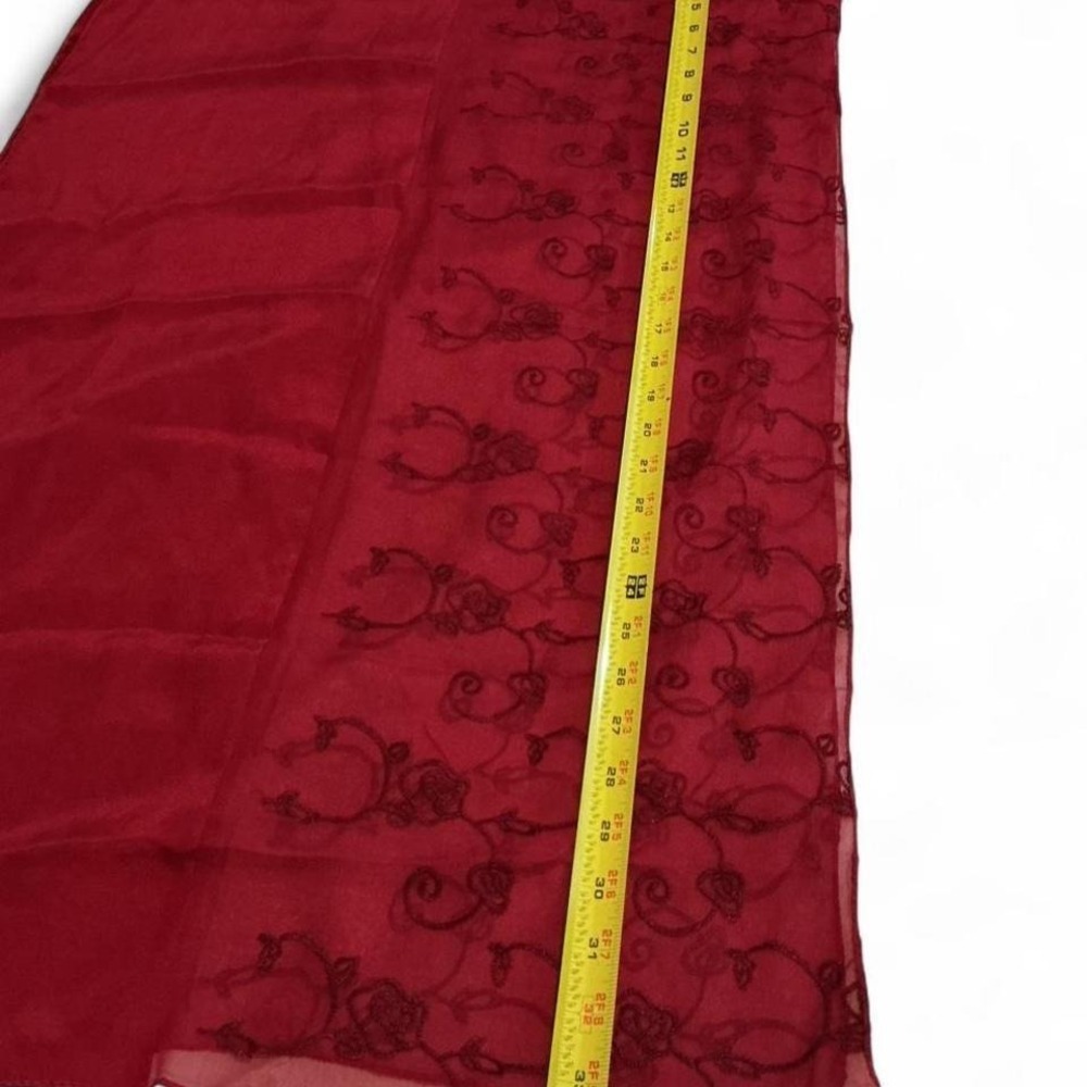 Unbranded Silk Scarf OS‎ Red Excellent Floral Embroidered Evening Shawl Wrap - Picture 6 of 8